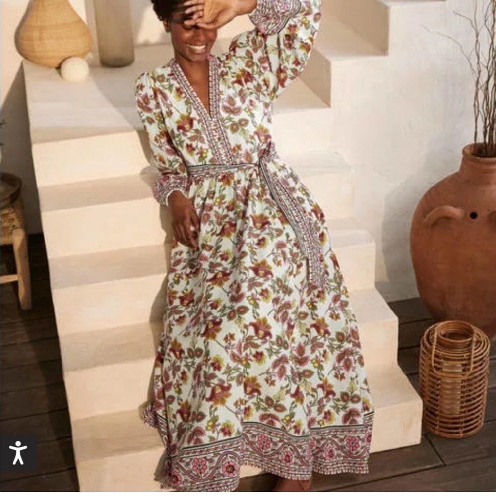 Boden Notch Neck Cotton Maxi Dress - Size 12